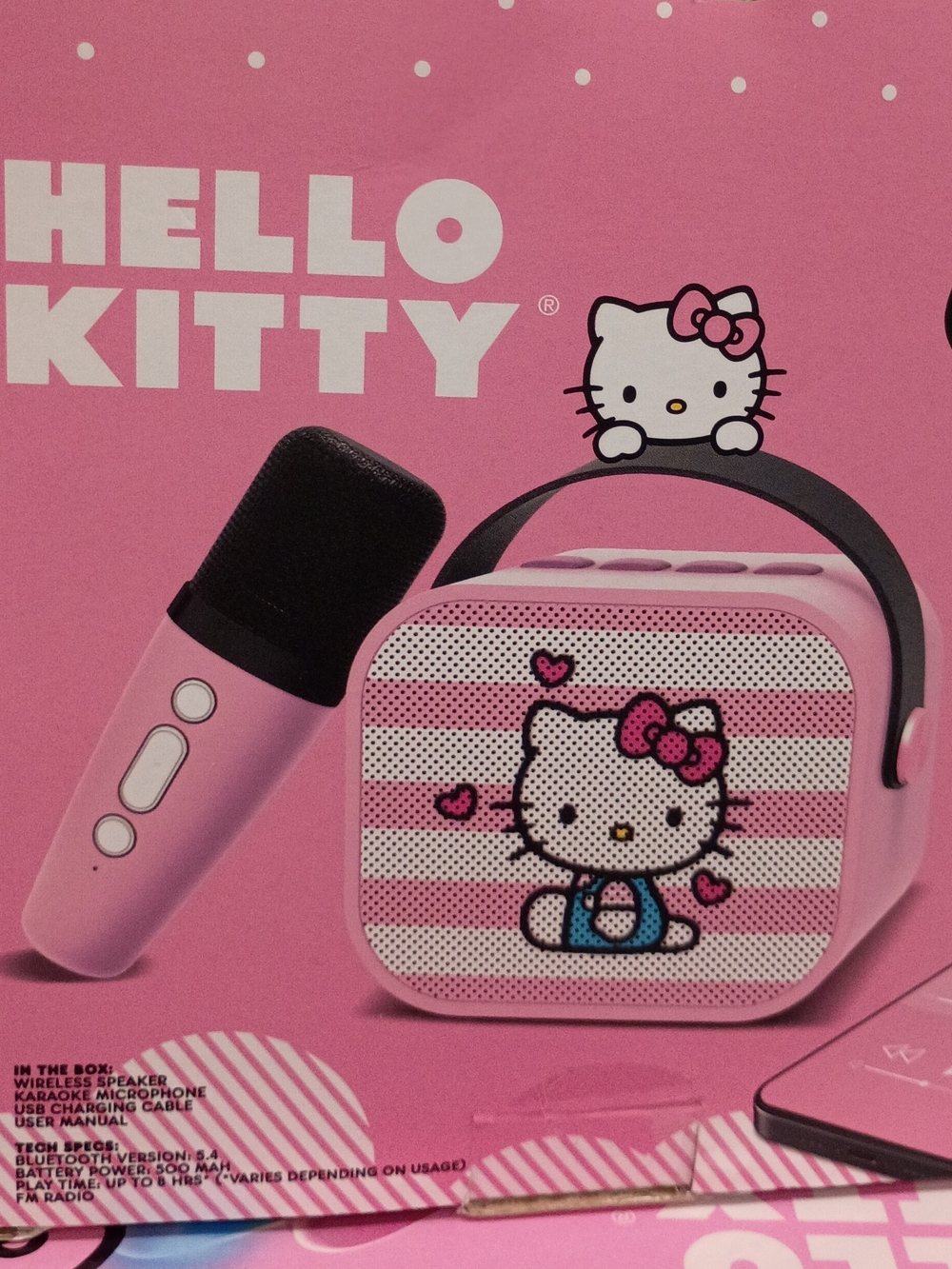 Hello Kitty Pink Portable Karaoke Speaker with Microphone